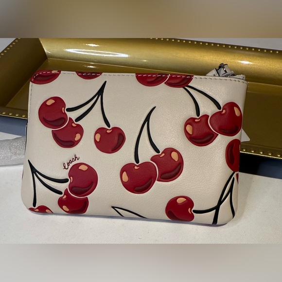 Coach Red Cherry Pattern Wristlet Comes with Dust bag - Picture 2 of 4